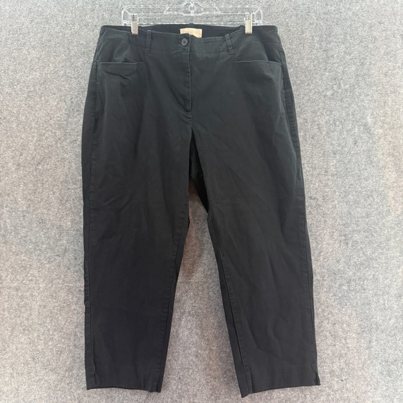 Talbots Womens Pants Black 18W Signature Cropped Stretch Cotton Blend Casual - Picture 1 of 10
